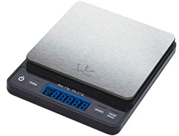 JATA HOGAR HBAL0370 - Báscula Cocina Digital. Balanza Cocina Alta Precisión. Desde 0,3 g hasta 3 kg. Pantalla LCD, Función tara, Acero Inoxidable, Medidas: 10,5 x 13 x 2 cm
