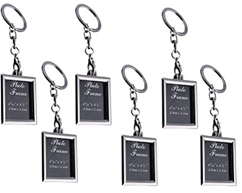 BESTOYARD 6 Stücke Mode Bilderrahmen Schlüsselanhänger Metall Foto Keychain für Paar und Familie (Rechteck)