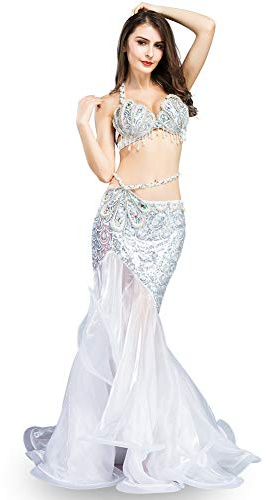 ROYAL SMEELA Bauchtanz-Kostüm, BH, Rock, Design mit Pailletten, luxuriös, Rock, Meerjungfrau, Tanzkleidung für Frauen