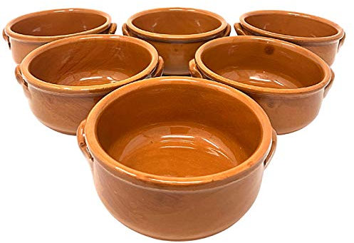 NAMAI Set 6 Tegami Terracotta, Ciotole in Terracotta, Misura 14 CM di Diametro e 6,5 CM di Altezza, Artigianali e Resistenti, Marroncino, Made in Italy