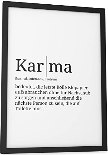 Papierschmiede® Definition: Karma, DIN A4 (21x30 cm), Poster für Wohnzimmer, Schlafzimmer, Küche, Esszimmer, Wandbild Geschenk Wanddeko - ohne Rahmen