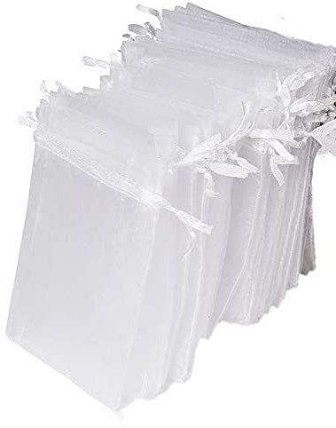 ENNIYU 100Stk Organzasäckchen , weiße Organza Geschenkbeutel, 7X9CM kleine Geschenktüten für Party, Schmuck, Festival, Badseifen, Make-Up-Proben