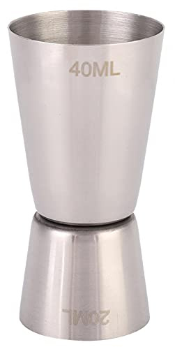 Doseur de bar, tasse à mesurer de barre, doseur de barman, outil de vin en acier inoxydable 304 tasse à mesurer double doseur de cocktail pour b pour bar, fête, vin, cocktail, boisson (40/20cc)