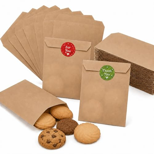Quotidian Marrón Plano Mediano Bolsas Papel Kraft 5 x 7 (13 x 17,8cm) Paquete de 100 - Merchandise Manualidades Cumpleaños Navidad Journals