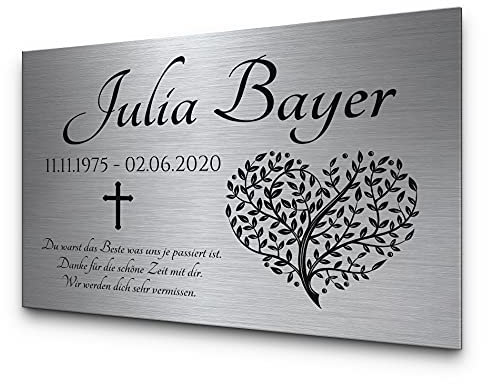 CHRISCK design Grabplatte frei gestaltbar mit Texten | Grabstein aus Edelstahl für Menschen mit einem schönen Text | Edelstahl Tafel für den Außenbereich für Deinen Lieblingsmenschen