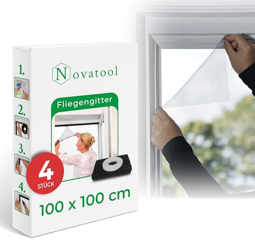 Fliegengitter Fenster 100x100 anthrazit 4 Stück individuell kürzbar Insektenschutz Fliegennetz Fensternetz Mückennetz Mückengitter Fenstergaze