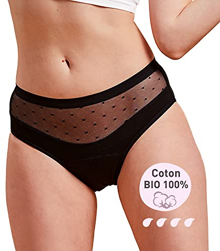 JANICE Culotte Menstruelle Coton Bio - Ultra Absorbant Flux Abondant - Règles Post Accouchement Incontinence sous-Vêtement Périodique Réutilisable