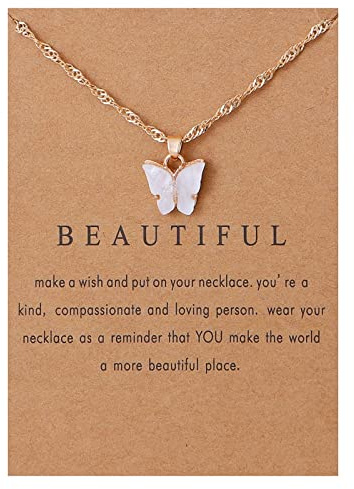 RIXERKOC Acryl Schmetterling Anhänger Halskette Verstellbare Schmetterling Kette für Frauen Mädchen Bunter Schmuck Geschenk für Geburtstag Muttertag Valentinstag