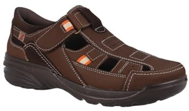 Sandalia hombre cerrada para trekking y uso urbano, confeccionada en piel con terminado graso. LUISETTI SANDALIA BRONX 16250ST TALLA 45 COLOR MARRON