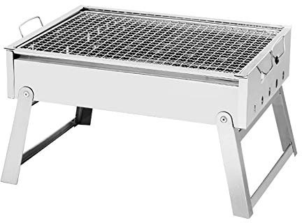 BBQ Grill Klappgrill Edelstahl Holzkohle BBQ Grill Kochen im Freien Camping Picknick Werkzeuge