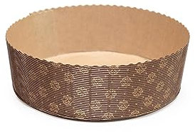 Ecopack Moule à panettone bas avec vague extérieure de 450 g, convient au four jusqu'à 220 °C, lot de 30 pièces marron avec accents dorés