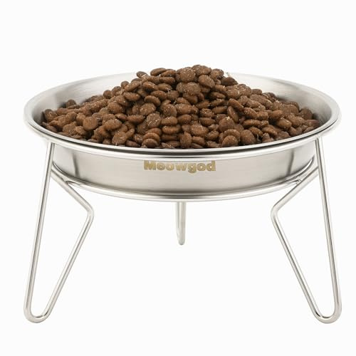 Elevated Cat Bowls,6.7 Extra Wide Raised Stainless Steel Cat Food Bowls with Anti-Slip Metal Stand Whisker Friendly Water Dishes for Indoor Cats and Small Dogs-1pack