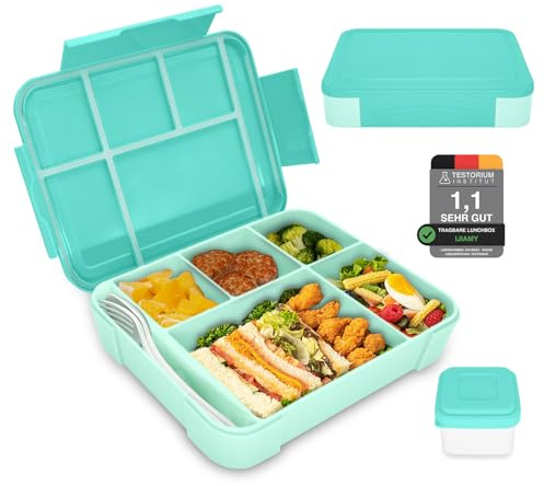 IJIAMY Brotdose Kinder mit Fächern, Bento Box Kinder, Auslaufsicher Lunchbox Kinder, Brotbox für Mädchen & Jungen, Snackbox, Perfekt für Schule, Kindergarten & Ausflüge