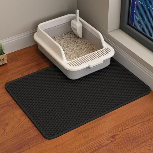 ERHAOG Katzenklo Matte Katzenstreu Matte 45 * 30 cm - Doppelte Schichte Wasserdichte Entwurf Katzenmatte Katzenklo, Katzentoilette Matte Vorleger Katzentoilette für Toilette