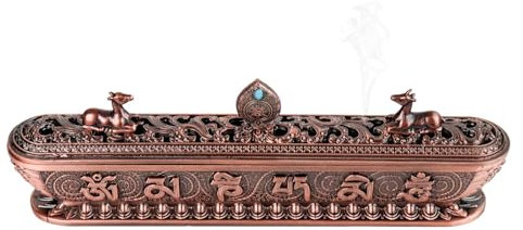 ZYDYRX Caja Incienso Caja Incienso Vintage Rectangular Porta Incienso Alambre Cobre Rojo Quemador Incienso Aleación Cobre Adecuado para Meditación Lectura Yoga