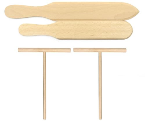 ANCLLO Juego de panqueques para adoquines de crepé de 4 Piezas, Juego de espátulas, Herramientas para crepé, espátula para adoquines