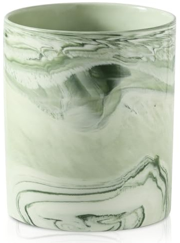 Howise 7.2 inch Large Utensil Holder for Kitchen Counter, Marble Utensil Crock Spatula Holder for Countertop Cooking Tools Storage Caddy Farmhouse Kitchen Decor (Marble-Green)
