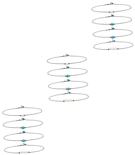 SOIMISS 12 Stk Perlen-chocker-halskette Edelsteinschmuck Freundschaftsketten Muschelkette Muschelperlenkette Halsband Aus Kunstperlen Schwarze Halskettenschnur Einzelperle Halsband