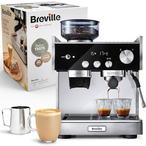 Breville Barista Signature Espresso Machine | Bean to Cup Coffee Maker with Integrated Coffee Grinder & Milk Frother | 15 Bar Italian Pump | Stainless Steel [VCF160]