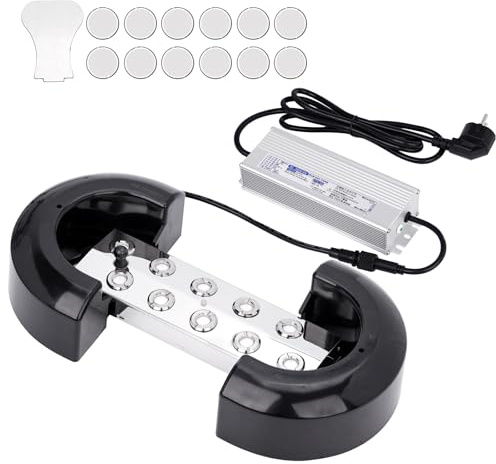 MUALROUS Nébuliseur à brouillard ultrasonique à 10 têtes 7L/H Brumisateur à ultrasons, brume d’étang avec alimentation 350W, bouée et disques de rechange pour Halloween étang jardin, aquarium serre