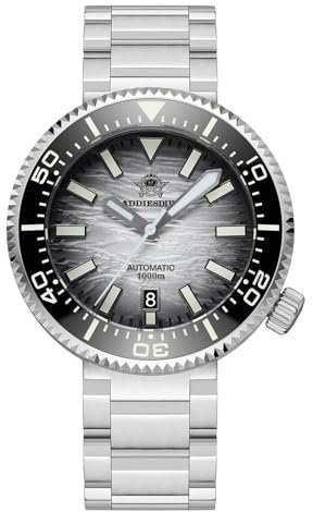 ADDIESDIVE Automatische Taucheruhr für Herren, wasserdicht, 1000 m, NH35, Keramiklünette, Saphirglas, BGW9, helles Zifferblatt 3D Wave