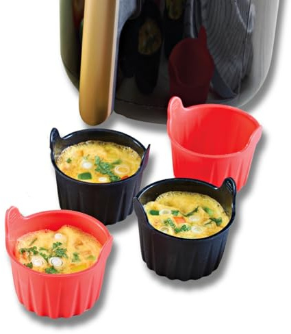 Basilico® Silikonformen 4er-Set für die Heißluftfritteuse – Muffinform Silikon, Antihaft Auflaufförmchen zum Zubereiten von Muffins & Pochiertem Ei – hitzebeständig bis 230°C, Airfryer Form mit Ø 8 cm