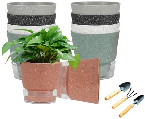 10pcs Selbst Bewässerung bunte Pflanzer, 3PCSGardening Gadget, IBEQUEM Pflanzentopf mit visuellen Reservoir und Drainageloch, abnehmbare Smart Baumschule Container für Innen-und Außenbereich verwenden