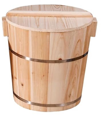 Fenteer Recipiente para almacenar arroz con vaporera de Madera, práctico y Conveniente, para cocinar arroz, Reutilizable, para Hacer albóndigas, Uso doméstico, Medio