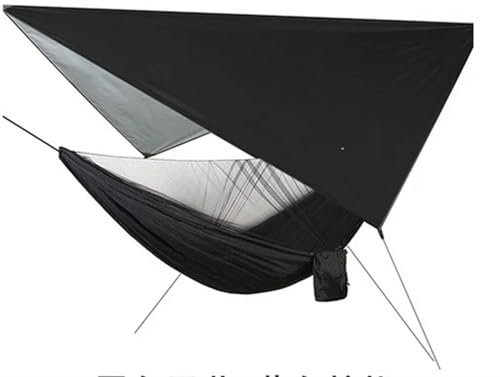 VNSMM Hamacas Camping Conjuntos de Muebles de jardín y terraza al Aire Libre, Red Militar para Jungla para Dormir, Hamaca con mosquitera, Hamaca para Campamento Hamac de Jardin(Black)