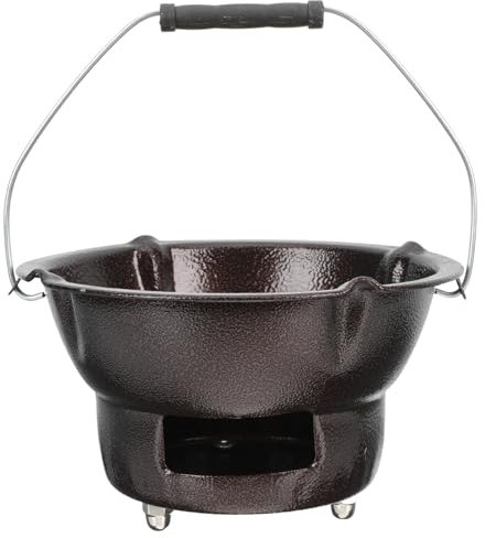 Yardwe Pulverbeschichteter Tragbarer Holzkohlegrill Aus Gusseisen Langlebiger Outdoor-kohleherd Mit Griff Kompakter BBQ-ofen Zum Kochen Und Grillen Im Freien Vielseitiger Heiz Kochofen