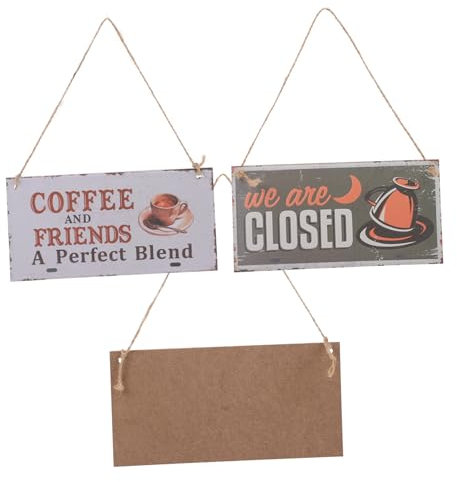 Holibanna 3 Stück Hängende Holz Türschilder Holzmaterial Ländliches Design Für Bar Café Und Geschäft Dekorative Türanhänger Mit Rustikaler Optik