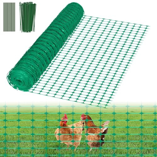 LZQ Skyddsnät 80 m x 1 rulle byggstaket, stängsel av plast, rullat avgränsningsstaket med markspikar och band, stängningsnät, varningsstaket, mobilt staket, hönsstaket, fjäderfästaket, grönt