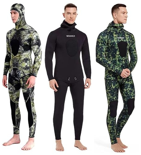 DEMMET Neoprene Immersione Muta 3MM Inverno Caldo Uomo Cappuccio Surf Cerniera Anteriore Snorkeling Pescare Cappuccio Muta Subacquea