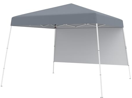GOPLUS Carpa de Camping Pop up, Cenador Plegable con 1 Pared Lateral, Protección Solar, 4 Clavos, Marco de Metal, Bolsa de Transporte, Refugio Portátil para Acampadas, Picnic (Gris, 300x300x262 cm)