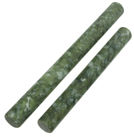 Garneck Jade Nudelholz 2Er Set Teigrollerstift Aus Naturstein Antihaft Rollstab Für Teig Knödel-Wrapper Und Nudeln Für Küche Und Backen 26.00 Cm Und 21.00 Cm