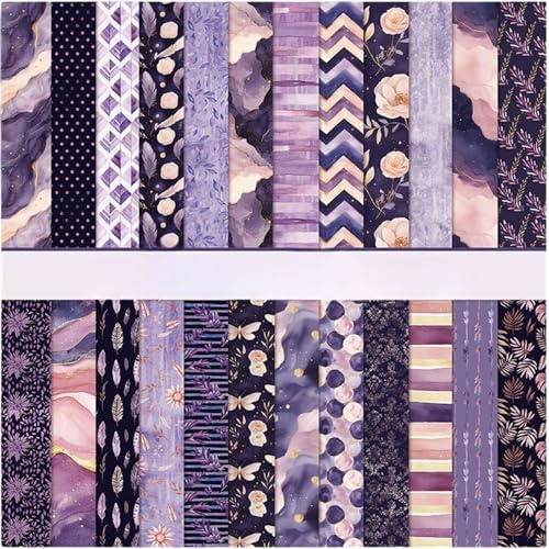 24 Sheets Scrapbook Paper,12x12 Inch Scrapbooking Papers Boho Pattern Paper Set,Double-Sided Craft Decoupage Papers for DIY Card Making,Crafts,Art Journaling,Gift Decoration,Photo Album (Purple)