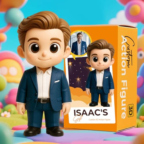 VEELU Custom Bobblehead Custom Action Figure from Photo Personalized Full Body Mini Figurine Statue Single, Couple, Family or Pet Personalized Gifts for Birthday Anniversary Christmas (Person)