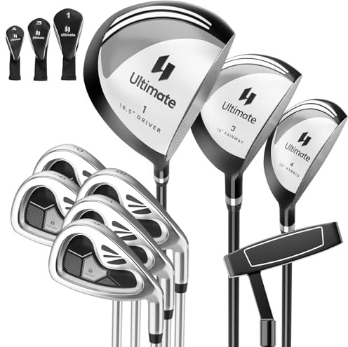 COSTWAY Ensemble de Golf 9 Pièces pour Droitière avec Driver en Alliage | Set de Golf Complet avec Fairway 3#, Hybride 4#, Fers 6# à 9#, P#, Putter et 3 Couvre-golfs