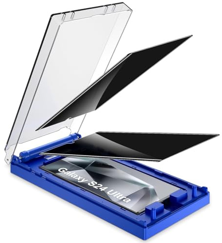 Kuteja [2 Stück] Privacy Schutzfolie für Samsung Galaxy S24 Ultra 5G Folie,[Automatische Staubentfernung] Anti-Kratzen, Anti Spähen, Fingerabdruck-ID Blasenfreie Weich TPU Displayschutzfolie