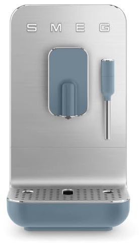 Smeg BCC12SBMUK Bean To Cup Coffee Machine with Steam Wand, Milk Frother, Matte Storm Blue