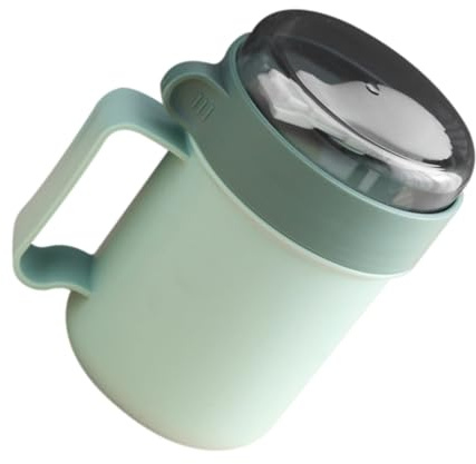 SOIMISS Tazza da Colazione Multifunzionale in Pp e Acciaio Inox Coperchio e Cucchiaio, Tazza Portatile per Cereali e Zuppa, Adatta Microonde e Trasporto Liquidi per Uso Colore Casuale