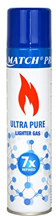 1x Premium Feuerzeuggas 300 ml mit 5 Adaptern, 7X gefiltert, 99,99% rein | Universal-Nachfüllgas für Jetflame-, Sturm- und Taschenfeuerzeuge sowie Küchenbrenner