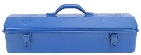 Caja de herramientas de metal azul, organizador portátil de almacenamiento de herramientas de alta capacidad de carga, cofre de herramientas compacto y resistente con cierre seguro (Caja de