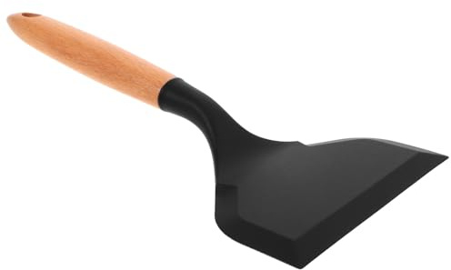 Abaodam Silicone Kitchen Spatula Wide Flat Turner Heat Resistant 10.43In Wooden Handle Flipper for Cooking Fish Pancakes and Steak on Non-Stick Pans
