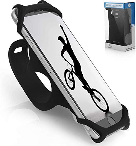 TeamObsidian Premium Bike PHONE HOLDER [SIZE M] Made of Durable Non-Slip Silicone. Bike Phone Mount/Universal Cradle for 99% of Smartphones and All Bicycle Handlebars. Secure and Flexible - Silico'