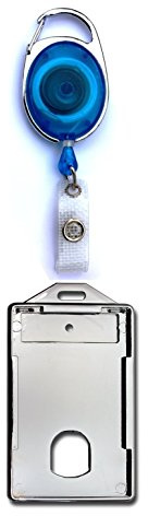 1x Ausweisset Ausweis-Set RFID NFC BLOCKER SCHUTZ Offener Ausweishalter Ausweishülle Vertikal + Ausweis Jojo Zipper Namensschild Hartplastik CHROM