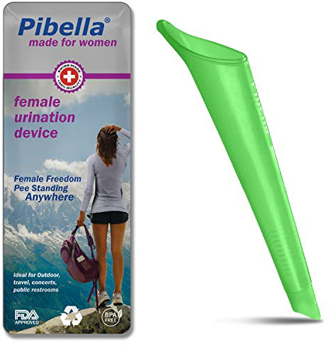 PIBELLA Travel Female Urination Device + Portable Urinals for Women, Camping Hiking, Outdoor Activities & More (Reusable), Green