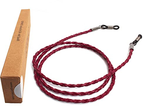 GERNEO® - Mailand – geflochtenes Leder Brillenband - Unisex PU Brillenkordel für Sonnenbrillen & Lesebrillen – Halterungen anthrazitgrau