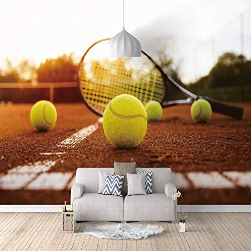 3D Murale Auto-Adhésif toile Papier Peint Tennis Mur photo autocollants Moderne Revêtement mural papier décor pour Salon Canapé Tv Chambre Fond 250cm(W) x175cm(H)