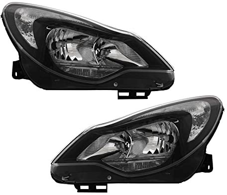 Halogen Scheinwerfer Set links & rechts Hauptscheinwerfer Frontscheinwerfer H7/H1 schwarz mit Elektromotor für Model Corsa D S07